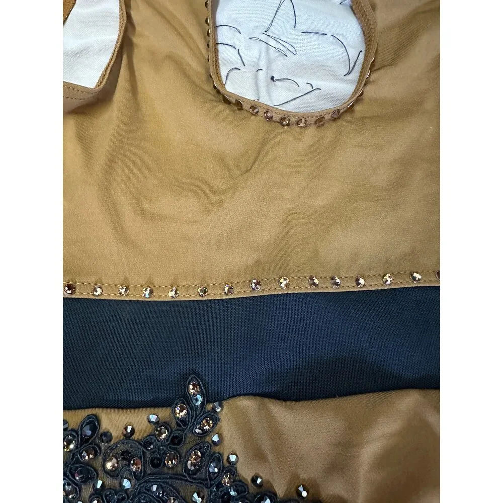 Pre-Owned Dance Costume Weissman 14719 Large Child Copper Appliques Lyrical Rhi